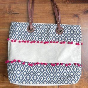 Beach Bag with Leather Handles